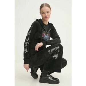 Juicy Couture bluză din velur SACRED HEART ROBERTSON HOODIE culoarea negru, cu glugă, cu imprimeu, JCBAS224816 imagine