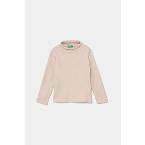 United Colors of Benetton longsleeve din bumbac pentru copii culoarea portocaliu, cu guler, 3AOUG2008 imagine