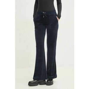 Juicy Couture pantaloni de trening din velur LAYLA POCKET LR culoarea bleumarin, uni, JCSEBJ001 imagine