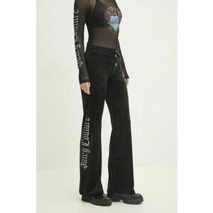 Juicy Couture pantaloni de trening din velur SACRED HEART LAYLA TRACKPANTS culoarea negru, cu imprimeu, JCBBJ224817 imagine