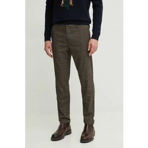 Lindbergh pantaloni bărbați, culoarea maro, mulată, 30-001049B imagine