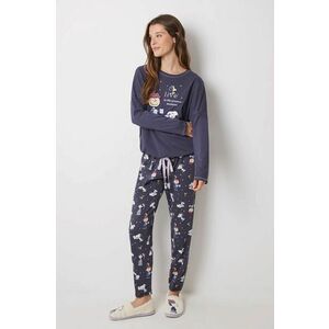 women'secret pijamale de bumbac Snoopy culoarea bleumarin, bumbac, 3138556 imagine