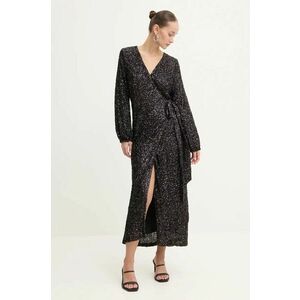 Never Fully Dressed rochie Kira Wrap Dress culoarea negru, maxi, evazați, NFDDR1582 imagine