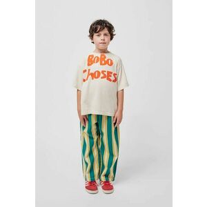 Bobo Choses tricou de bumbac pentru copii culoarea bej, cu imprimeu, 224TC001 imagine