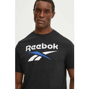 Reebok tricou din bumbac bărbați, culoarea negru, cu imprimeu, 100206029 imagine