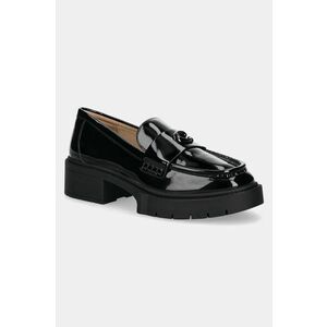 Coach mocasini de piele Leah Patent femei, culoarea negru, cu toc plat, CM752 imagine