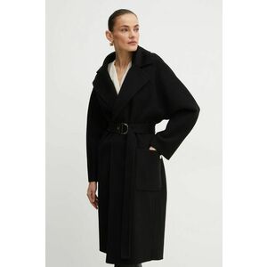 Elisabetta Franchi palton de lana culoarea negru, de tranzitie, oversize, CP54D46E2 imagine