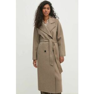 Pedro del Hierro palton de lana culoarea bej, de tranzitie, oversize, 7528339 imagine