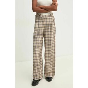 Hoss Intropia pantaloni femei, culoarea bej, drept, high waist, 6548635 imagine