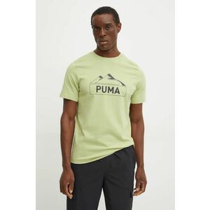 Puma tricou din bumbac barbati, culoarea verde, cu imprimeu, 681994 imagine