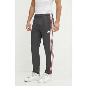 adidas Originals pantaloni de trening Manchester United Beckenbauer Track Pant culoarea gri, cu imprimeu, IY0044 imagine