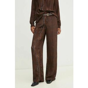 Pedro del Hierro pantaloni femei, culoarea maro, lat, high waist, 7608775 imagine