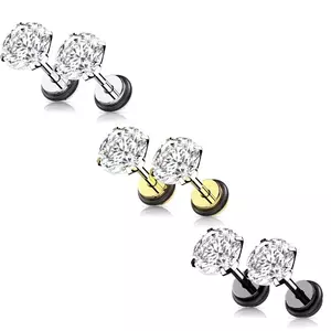 Piercing fals pentru ureche din oțel chirurgical 316L - zircon transparent, 8 mm - Culoare: Argintiu imagine