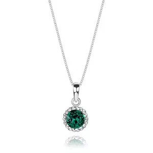 Colier din argint 925 - cristal Swarovski verde, setare dublă transparentă imagine