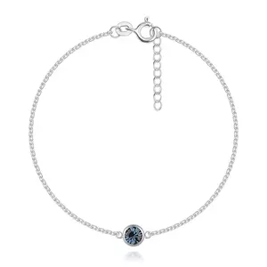 Brățară din argint 925 - cristale Swarovski de culoare albastră, verigi alungite imagine