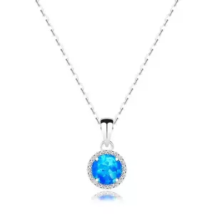 Colier din argint 925 - opal sintetic albastru, cadru din zircon transparent imagine