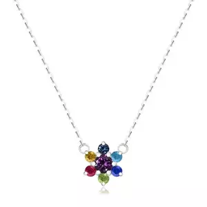 Colier din argint 925 - floare cu cristale Swarovski colorate imagine