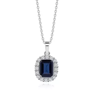 Colier din argint 925 - zircon dreptunghiular albastru, margine din zircon transparent imagine