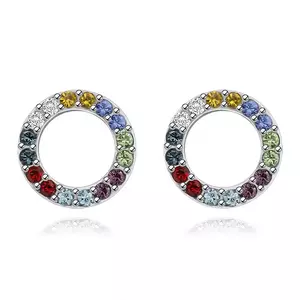 Cercei din argint 925 - contur circular cu cristale Swarovski colorate imagine