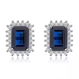 Cercei din argint 925 - zircon dreptunghiular albastru, margine din zircon transparent imagine