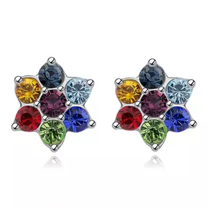 Cercei din argint 925 - floare cu cristale Swarovski colorate imagine