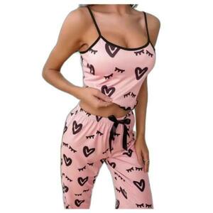 Set de Pijamale Roz Dama cu Imprimeu, S imagine