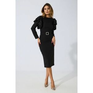 Rochie de ocazie midi neagra cu fermoar la spate imagine