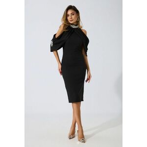 Rochie de ocazie midi neagra cu fermoar la spate imagine