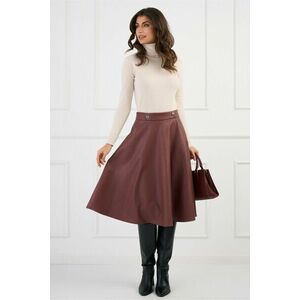 Fusta DY Fashion midi clos din piele ecologica burgundy cu nasturi in talie imagine