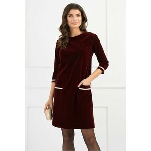 Rochie DY Fashion din catifea bordo cu buzunare imagine