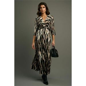 Rochie de zi din viscoza neagra cu zebra print kaki imagine