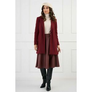 Palton elegant din stofa burgundy cu nasture si buzunare imagine