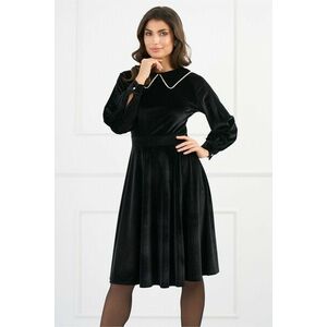 Rochie DY Fashion eleganta din catifea neagra cu perlute la guler imagine