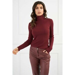 Maleta din tricot reiat burgundy cu guler intors imagine