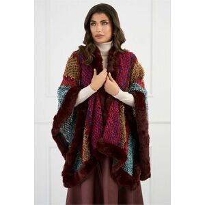 Capa eleganta din tricot colorata cu blanita burgundy imagine