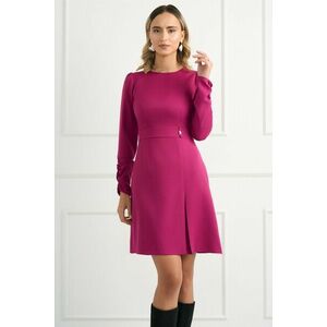 Rochie Moze office din stofa fucsia cu fronseuri pe maneci imagine