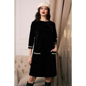 Rochie DY Fashion din catifea neagra cu buzunare imagine