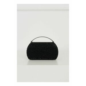 Clutch elagant din strasuri negru cu maner rotund imagine