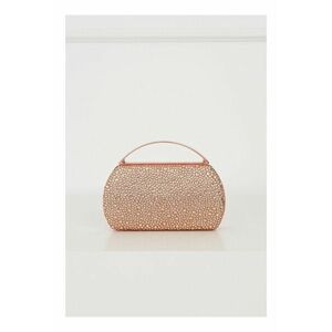 Clutch elegant din strasur champagne cu maner rotund imagine