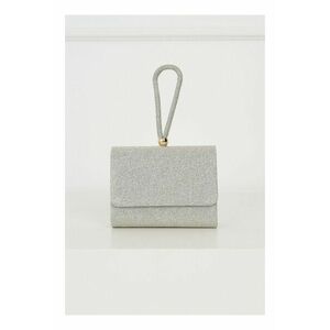 Clutch din material textil si glitter auriu cu maner lacrima imagine