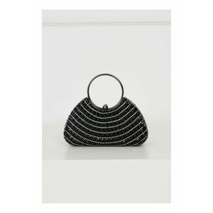 Clutch elegant negru cu strasuri maxi si maner rotund imagine