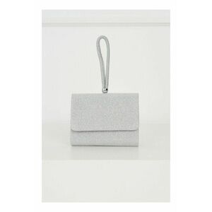 Clutch din material textil si glitter argintiu cu maner lacrima imagine