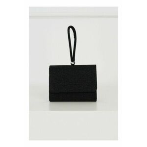 Clutch din material textil si glitter negru cu maner lacrima imagine