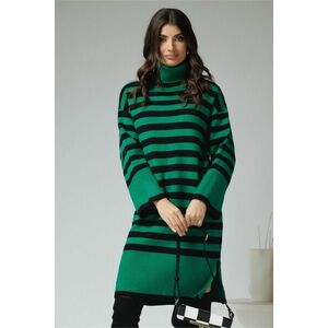 Rochie casual din tricot verde cu dungi negre imagine