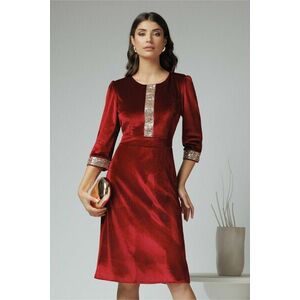 Rochie Ella Collection Laura din catifea bordo cu paiete pe bust imagine