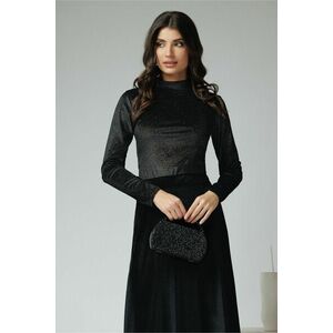 Bluza eleganta din catifea negra cu glitter argintiu imagine