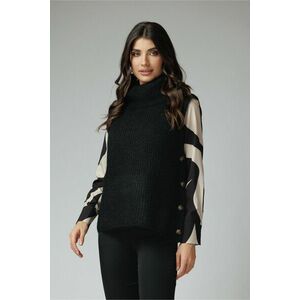 Vesta casual din tricot neagra cu nasturi pe latrale imagine