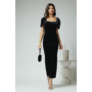 Rochie eleganta din catifea neagra cu strasuri la bust imagine