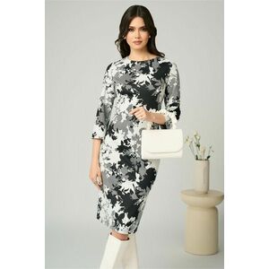 Rochie office din viscoza neagra cu imprimeu alb imagine