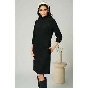 Rochie DY Fashion office din velur neagra simpla cu buzunare imagine